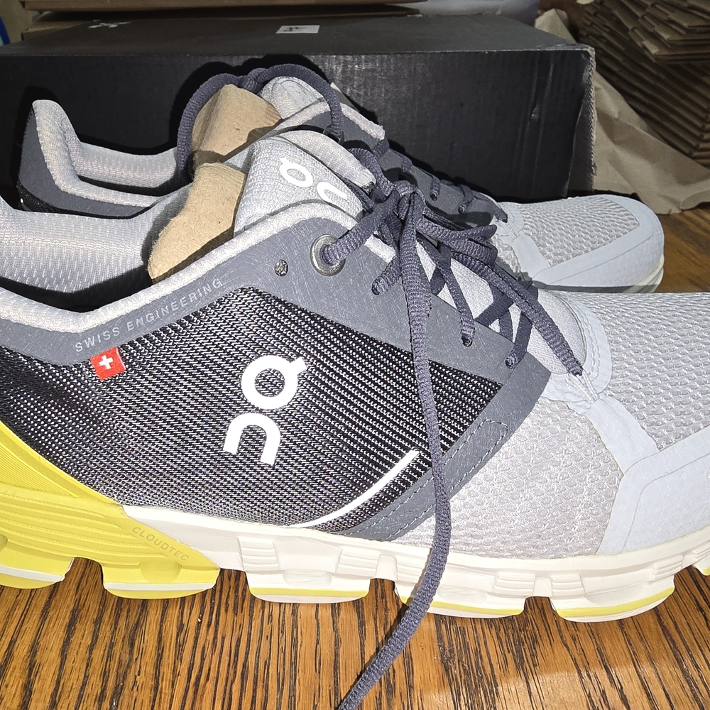 On Running Men's Athletic Shoes in Gray and Yellow